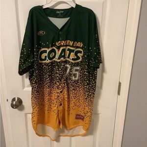 Rawlings Green and Gold Green Bay Goats Jersey